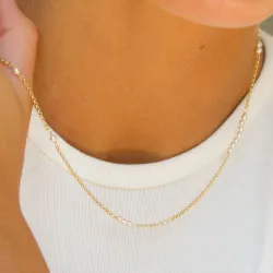 ketting in verguld sterlingzilver 40 plus 5 cm x 3,0 mm