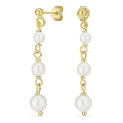 lange parel ketting oorbellen in verguld zilver