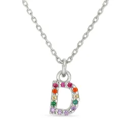 letter d veelkleurig zirkoon ketting in zilver - My Letter