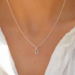 letter d veelkleurig zirkoon ketting in zilver - My Letter