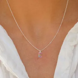 letter e veelkleurig zirkoon ketting in zilver - My Letter