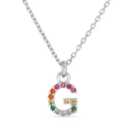 letter g veelkleurig zirkoon ketting in zilver - My Letter