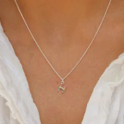 letter h veelkleurig zirkoon ketting in zilver - My Letter