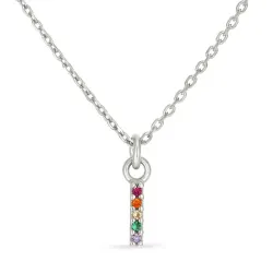 letter i veelkleurig zirkoon ketting in zilver - My Letter