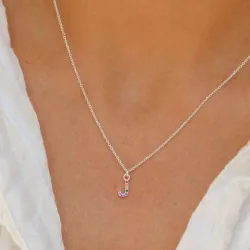 letter j veelkleurig zirkoon ketting in zilver - My Letter