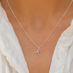 letter k veelkleurig zirkoon ketting in zilver - My Letter