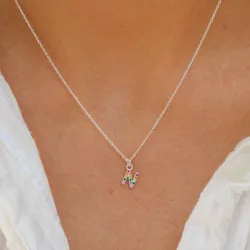 letter n veelkleurig zirkoon ketting in zilver - My Letter