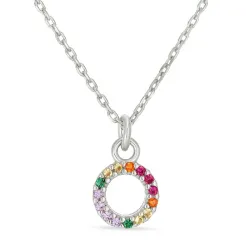 letter o veelkleurig zirkoon ketting in zilver - My Letter