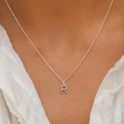 letter r veelkleurig zirkoon ketting in zilver - My Letter