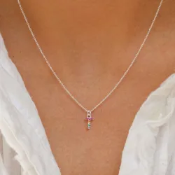 letter t veelkleurig zirkoon ketting in zilver - My Letter