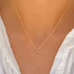 letter c veelkleurig zirkoon ketting in verguld sterlingzilver - My Letter