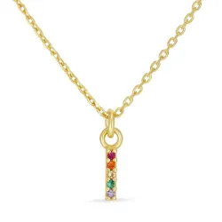 letter i veelkleurig zirkoon ketting in verguld sterlingzilver - My Letter