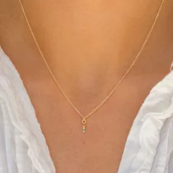 letter i veelkleurig zirkoon ketting in verguld sterlingzilver - My Letter