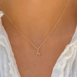 letter m veelkleurig zirkoon ketting in verguld sterlingzilver - My Letter
