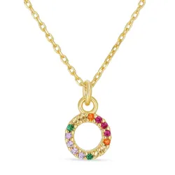 letter o veelkleurig zirkoon ketting in zilver - My Letter