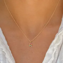 letter r veelkleurig zirkoon ketting in verguld sterlingzilver