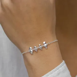 familie armband in zilver met Vader - Zoon - Dochter - Moeder in zilver