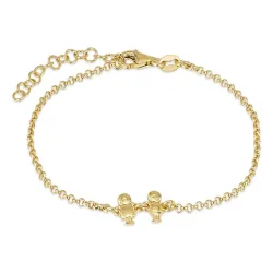 familie armband in verguld sterlingzilver met Zoon - Dochter in verguld sterlingzilver