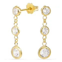 witte ketting oorbellen in verguld zilver