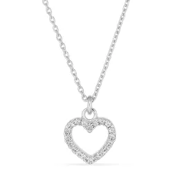 hart zirkoon ketting in zilver