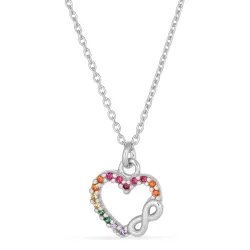 hart veelkleurig ketting in zilver