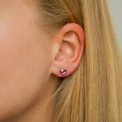 hart paarse oorbellen in zilver - Little Ones