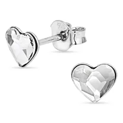 witte hart oorbellen in zilver - Little Ones