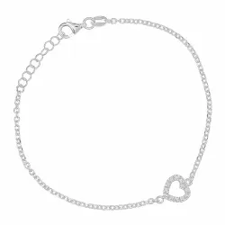 hart armband in zilver met hartjes hanger in zilver