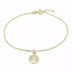 13 mm boom van het leven armband in verguld sterlingzilver met hout in verguld sterlingzilver