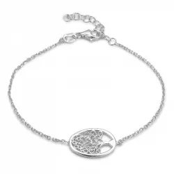 ovale boom van het leven armband in gerodineerd zilver met hanger in gerodineerd zilver