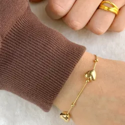 Hart slangenarmband in verguld sterlingzilver met hanger in verguld sterlingzilver