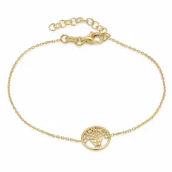 boom van het leven armband in verguld sterlingzilver met hanger in verguld sterlingzilver