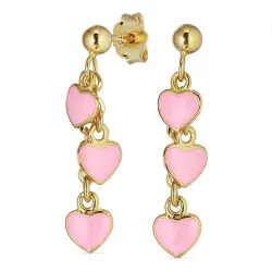 roze hart oorbellen in verguld sterlingzilver