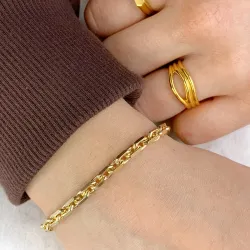 Bnh anker facet armband in verguld sterlingzilver 18,5 cm x 4,0 mm