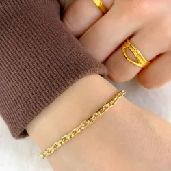 Bnh anker facet armband in verguld sterlingzilver 21 cm x 3,0 mm