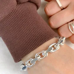 Bnh anker facet armband in zilver 18,5 cm x 9,0 mm