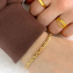 Bnh anker facet armband in verguld sterlingzilver 17 cm x 4,0 mm