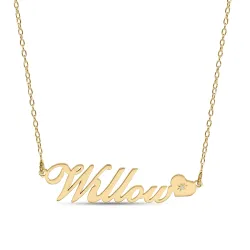 Naamkettingen met hanger in 9 karaat goud met 1 briljantgeslepen diamanten - My Letter