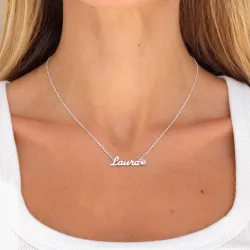 Naamkettingen met hanger in zilver met 1 facetgeslepen zirkonen - My Letter