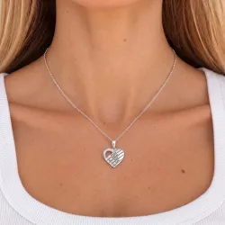 hart Naamkettingen met hanger in zilver met  facetgeslepen witte zirkoon - My Letter