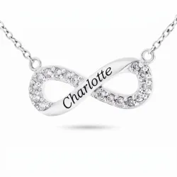 infinity Naamkettingen met hanger in zilver met  witte zirkoon - My Letter