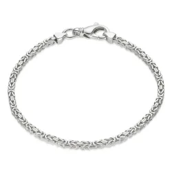 vierkant koning armband in zilver 21 cm x 2,4 mm