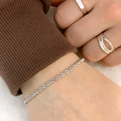 BNH cordel armband in 14 karaat witgoud 18,5 cm x 2,7 mm