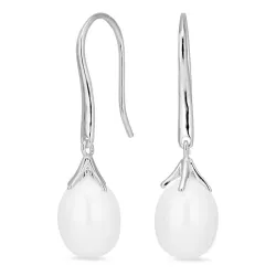 lange parel oorbellen in zilver