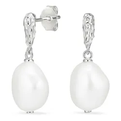 9 - 10 mm parel oorbellen in zilver