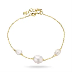 parel armband in verguld sterlingzilver  x 8-9 mm 