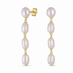 parel ketting oorbellen in verguld zilver