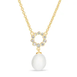 parel ketting in verguld sterlingzilver met hanger in verguld sterlingzilver