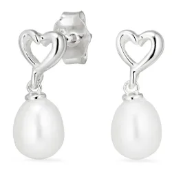 hart parel oorbellen in zilver