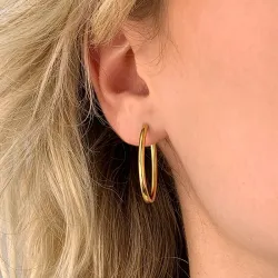 28 mm BNH ovaal creool in verguld sterlingzilver